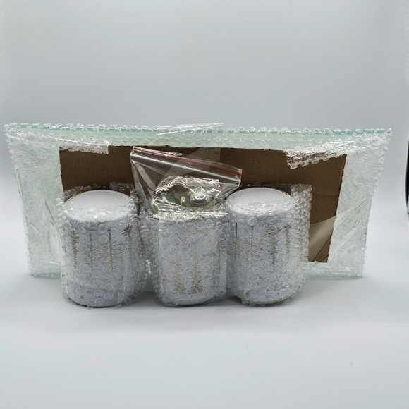 Winter Theme Candle Holder Set - Tea Lights, Glass Tray, Decorative Stones - Picture 3 of 5